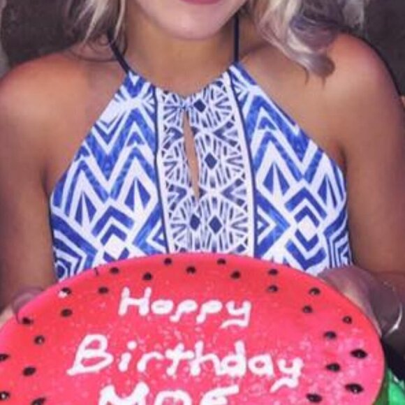 Mossimo Supply Co. Blue Patterened Halter Dress - Picture 4 of 8